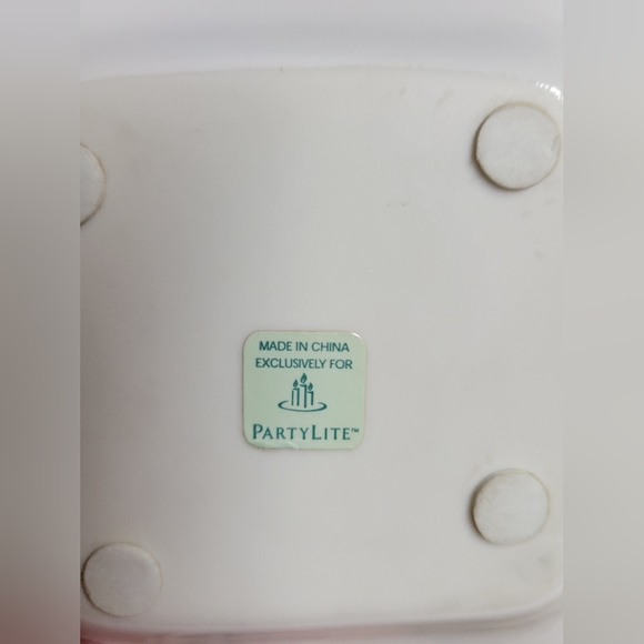 Vintage 3 piece collectable Party lite floral candle dish empty glass top - Picture 8 of 10